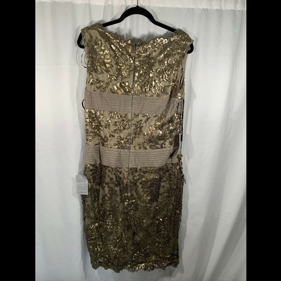 NEW‎ Tadashi Shoji Sequin Lace Sheath Dress Smoked Pearl [ SZ 14 ] - Picture 3 of 9